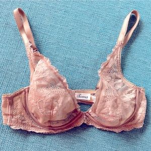Soma Amorous Lace Plunge Bra 32D beige